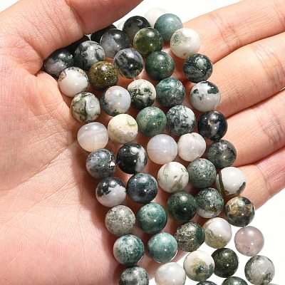 Natural Tree Agate Beads Strands X-G-H1633-8MM-1