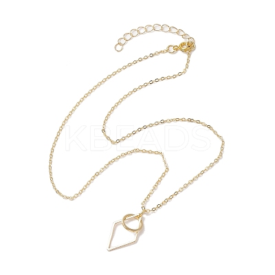 Brass Round with Rhombus Pendant Necklace NJEW-JN04698-1