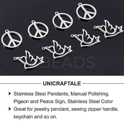 28Pcs 2Style 201 Stainless Steel Pendants STAS-UN0035-30-1