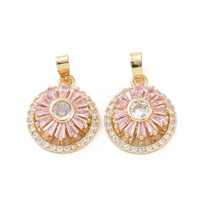 Real 18K Gold Plated Brass Micro Pave Clear Cubic Zirconia Pendants KK-E068-VC303-1