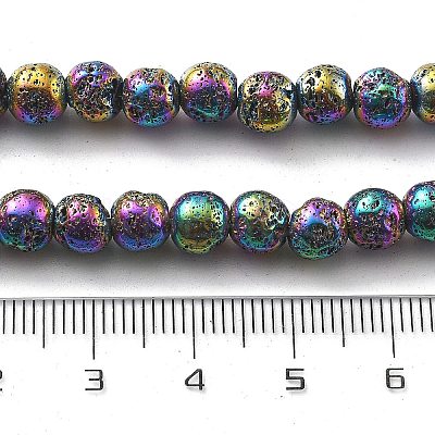Electroplated Natural Lava Rock Beads Strands G-A251-B01-01I-1