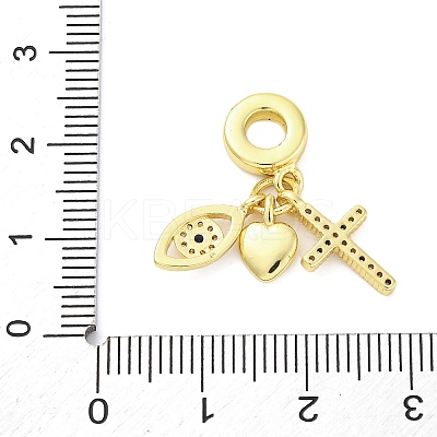 Brass Micro Pave Cubic Zirconia European Dangle Charms KK-D325-15G-1