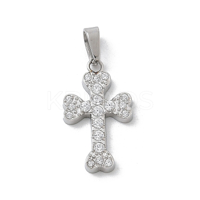 304 Stainless Steel Micro Pave Cubic Zirconia Pendants STAS-Z107-08P-08-1