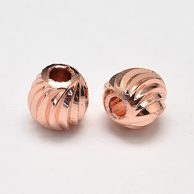 Rack Plating Brass Corrugated Round Spacer Beads KK-I600-4mm-RG-RS-1