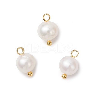 Natural Cultured Freshwater Pearl Round Charms PALLOY-JF04218-02-1