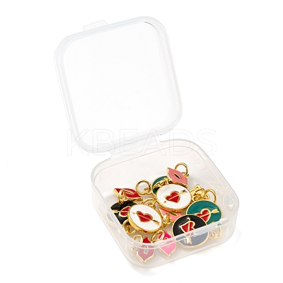 12Pcs 6 Style Golden Plated Brass with Jump Rings Enamel Pendants KK-LS0001-35-1