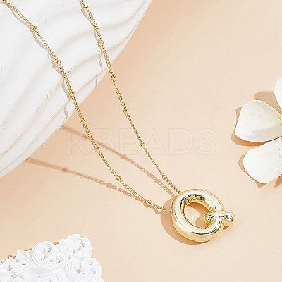1pc Brass Chain with Alloy Letter Pendants Necklaces NJEW-LP0001-41Q-G-1