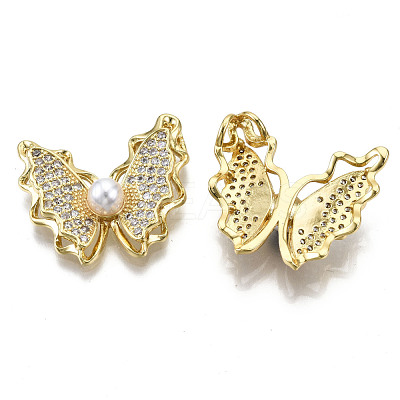 Brass Micro Pave Clear Cubic Zirconia Pendants ZIRC-S067-080-NF-1