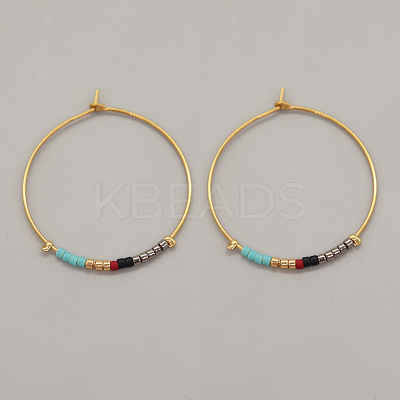 Bohemian Handmade Glass Seed Beads Hoop Earrings AM1646-5-1