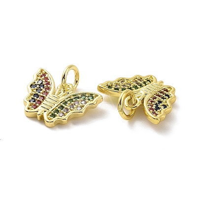 Brass Micro Pave Colorful Cubic Zirconia Charms KK-E068-VF101-1