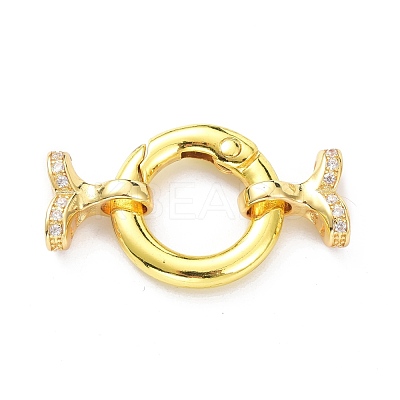 Brass Micro Pave Clear Cubic Zirconia Fold Over Clasps ZIRC-P085-02G-1
