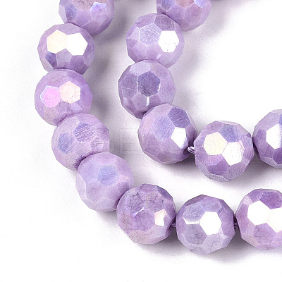 Anti-Tarnish Electroplate Glass Beads Strands X-EGLA-T021-8mm-15-08-1
