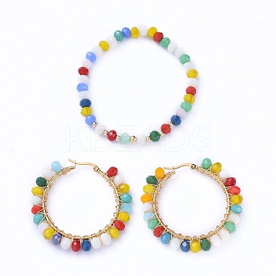 Glass Beads Jewelry Sets SJEW-JS01088-1