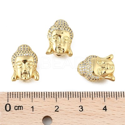 CZ Brass Micro Pave Grade AAA Cubic Zirconia 3D Buddha Head Beads ZIRC-L012-03G-NR-1