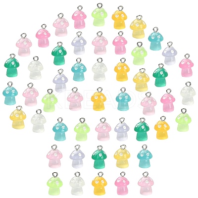 45Pcs 9 Colors Luminous Translucent Resin Pendants RESI-CJ0003-23-1
