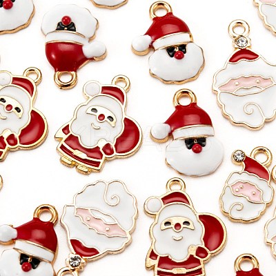 40Pcs 4 Style Christmas Theme Light Gold Alloy Enamel Pendants ENAM-LS0001-61-1