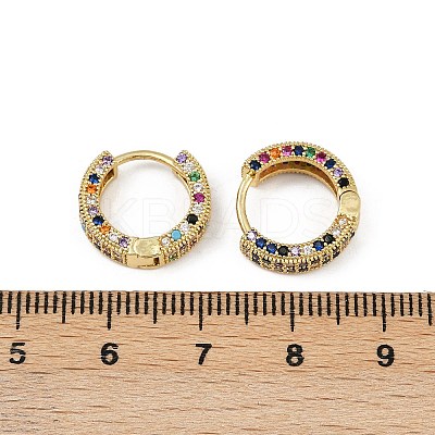 Brass Micro Pave Colorful Cubic Zirconia Hoop Earrings EJEW-S277-09G-B-1