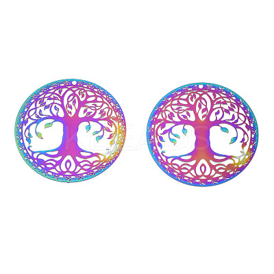 Ion Plating(IP) 201 Stainless Steel Filigree Pendants STAS-S118-108-1
