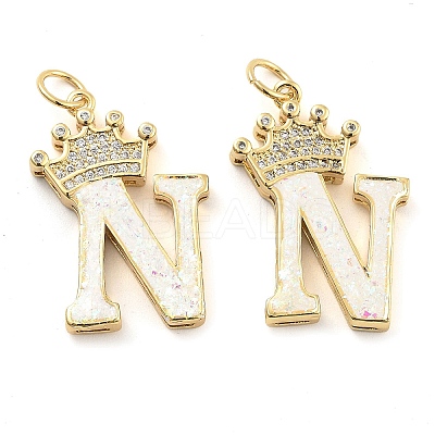 Brass Micro Pave Clear Cubic Zirconia Pendants KK-G498-01N-02-1