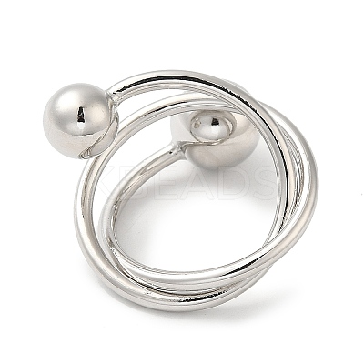 Rack Plating Brass Round Ball Cuff Rings RJEW-D015-02P-1