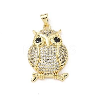 Brass Micro Pave Clear Cubic Zirconia Pendants KK-B141-35G-1