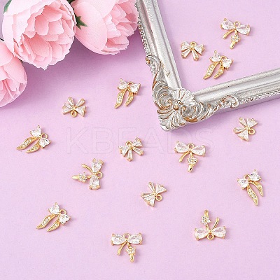 10Pcs Brass Micro Pave Cubic Zirconia Pendants KK-YW0003-15-1
