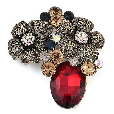Zinc Alloy Colorful Rhinestone Brooch LS-JEWB-U011-03AS-05-1