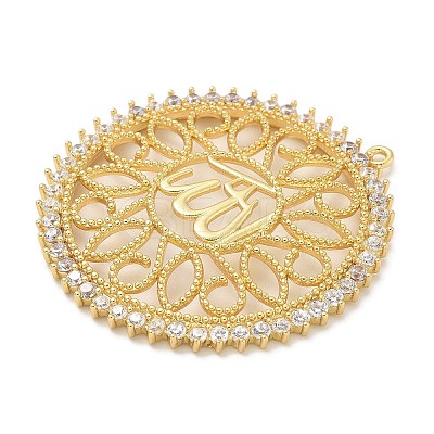 Rack Plating Brass Micro Pave Clear Cubic Zirconia Pendants KK-L224-009G-1