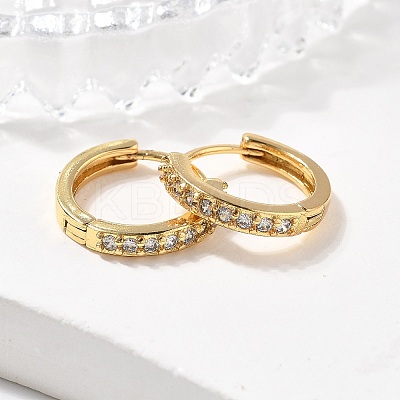 Clear Cubic Zirconia Huggie Hoop Earrings EJEW-L231-41G-01-1