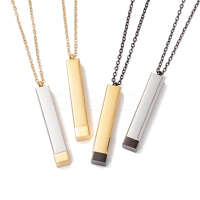 Ion Plating(IP) 304 Stainless Steel Rectangle Bar Pendant Necklace NJEW-P262-18-1