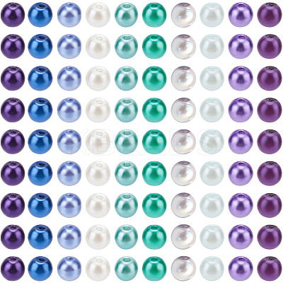 1000Pcs 10 Colors Baking Paint Pearlized Glass Imitation Pearl Round Beads HY-SP0001-01C-1