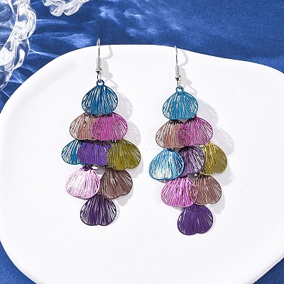 430 Stainless Steel Heart Dangle Earrings EJEW-A137-09P-02-1