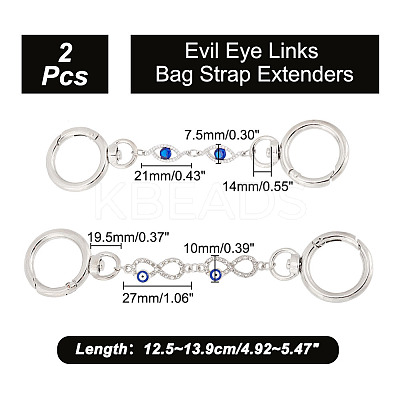 1 Set Alloy Enamel Evil Eye Links Bag Strap Extenders FIND-AR0003-58-1