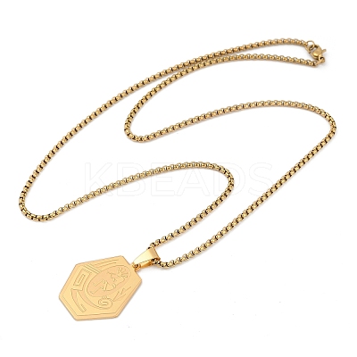 201 Stainless Steel Native American Hexagon Pendant Necklaces NJEW-K283-02G-1