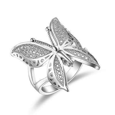 Brass Pave Cubic Zirconia Finger Rings FS-WG8437D-01-1