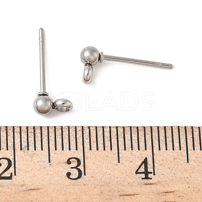 304 Stainless Steel Ball Post Stud Earring Findings X-STAS-Z035-01P-G-1