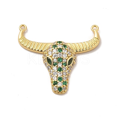 Rack Plating Brass Micro Pave Cubic Zirconia Connector Charms KK-P230-04G-02-1