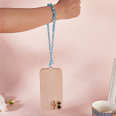 Round Synthetic Moonstone Beaded Mobile Straps HJEW-SW00042-06-1
