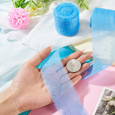 2Rolls Polyester Hot-fix Rhinestone Raw Edges Ribbon OCOR-TA0003-95K-1