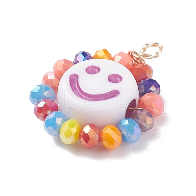Electroplate Glass Beads  Pendants PALLOY-JF01374-1