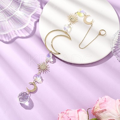 Glass Pendants Hanging Suncatchers HJEW-JM04560-1