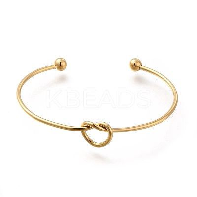 Ion Plating(IP) 304 Stainless Steel Knot Cuff Bangles for Women LS-BJEW-M233-04G-1