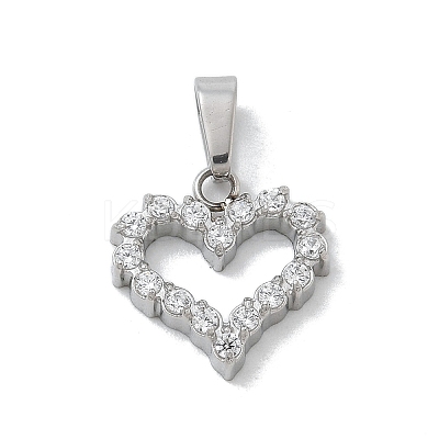 304 Stainless Steel Micro Pave Cubic Zirconia Pendants STAS-Z107-04P-07-1