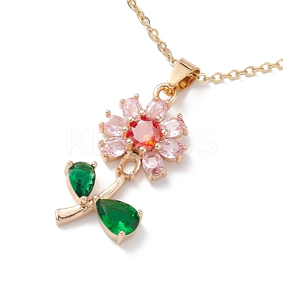 Colorful Cubic Zirconia Pendant Necklace NJEW-F307-02A-1