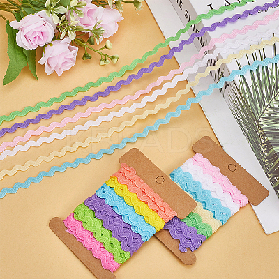 4 Cards 2 Styles Polyester Wavy Fringe Trim Ribbon DIY-GF0009-48C-1