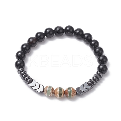 Dyed Natural & Synthetic Mixed Gemstone Arrow Beaded Strech Bracelet for Women BJEW-JB09364-1