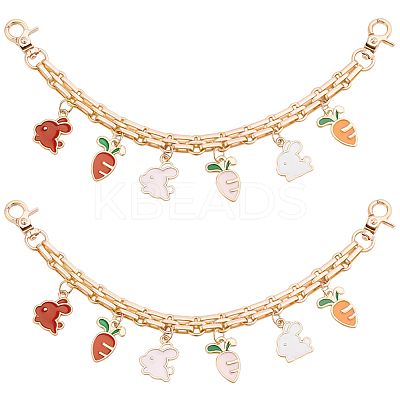 2Pcs Alloy Enamel Carrot Rabbit Tassel Iron Chain Bag Decorative Chains AJEW-BBC0001-07-1