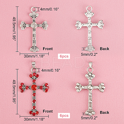 12Pcs 2 Style Tibetan Style Alloy Rhinestone Pendants RB-FH0001-04-1