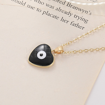 Bohemian Vintage Evil Eye Heart-shaped Alloy Enamel Pendant Lockbone Necklaces for Women SH6817-5-1