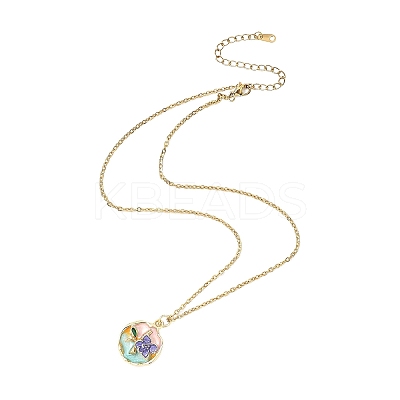 3Pcs 3 Styles Flower Alloy Enamel Pendant 304 Stainless Steel Cable Chain Necklaces for Women NJEW-JN05551-1